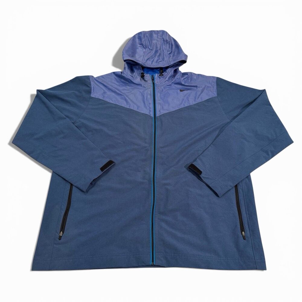 Nike Pro Training Jacket Men's XXL 2XL Hooded Zip Up Lightweight Athletic Blue